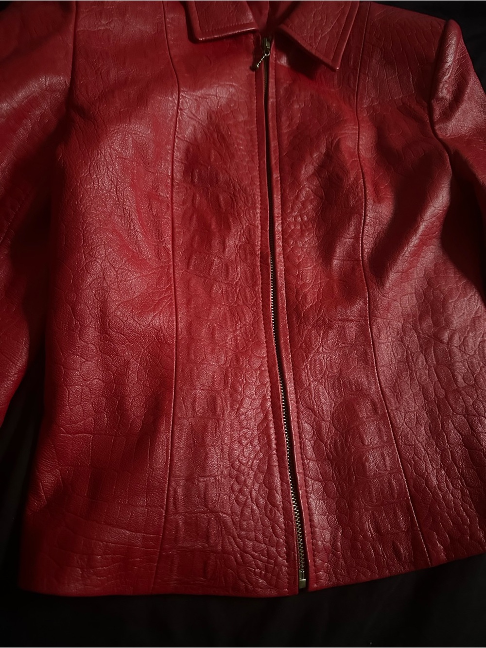 Vintage Y2K Cropped Red Leather Jacket – Women's XS (No Brand)